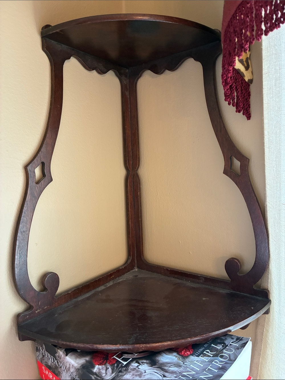 Ornate Vintage Wooden Decorative Corner Display Wall Shelf